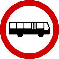 znak B-3a Zakaz wjazdu autobusów.