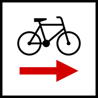znak R-1b Zmiana kierunku szlaku rowerowego krajowego.